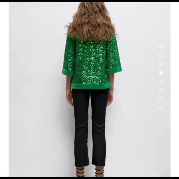 Zara Green Sequin Turtleneck Sweater - Picture 4 of 11